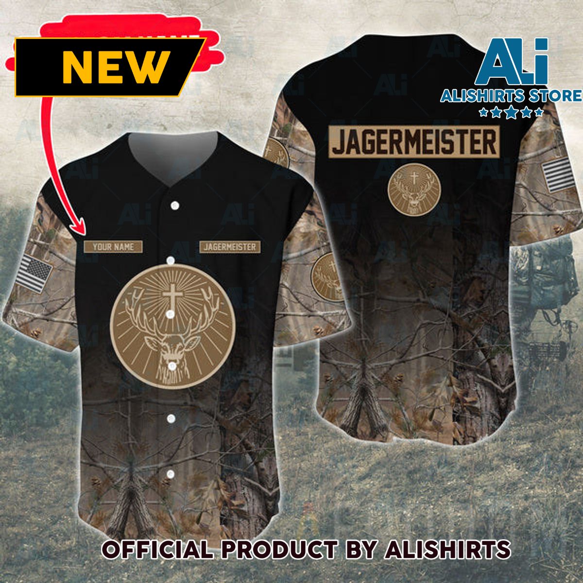 Personalized Deer Hunting Jagermeister Baseball Jersey