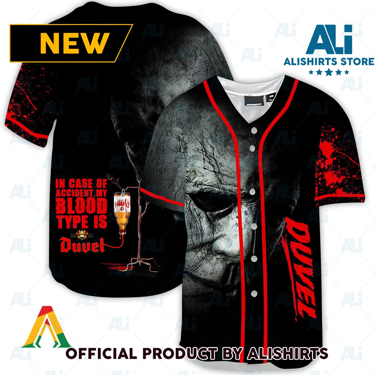 Halloween Horror Michael Myers Duvel Beer Baseball Jersey