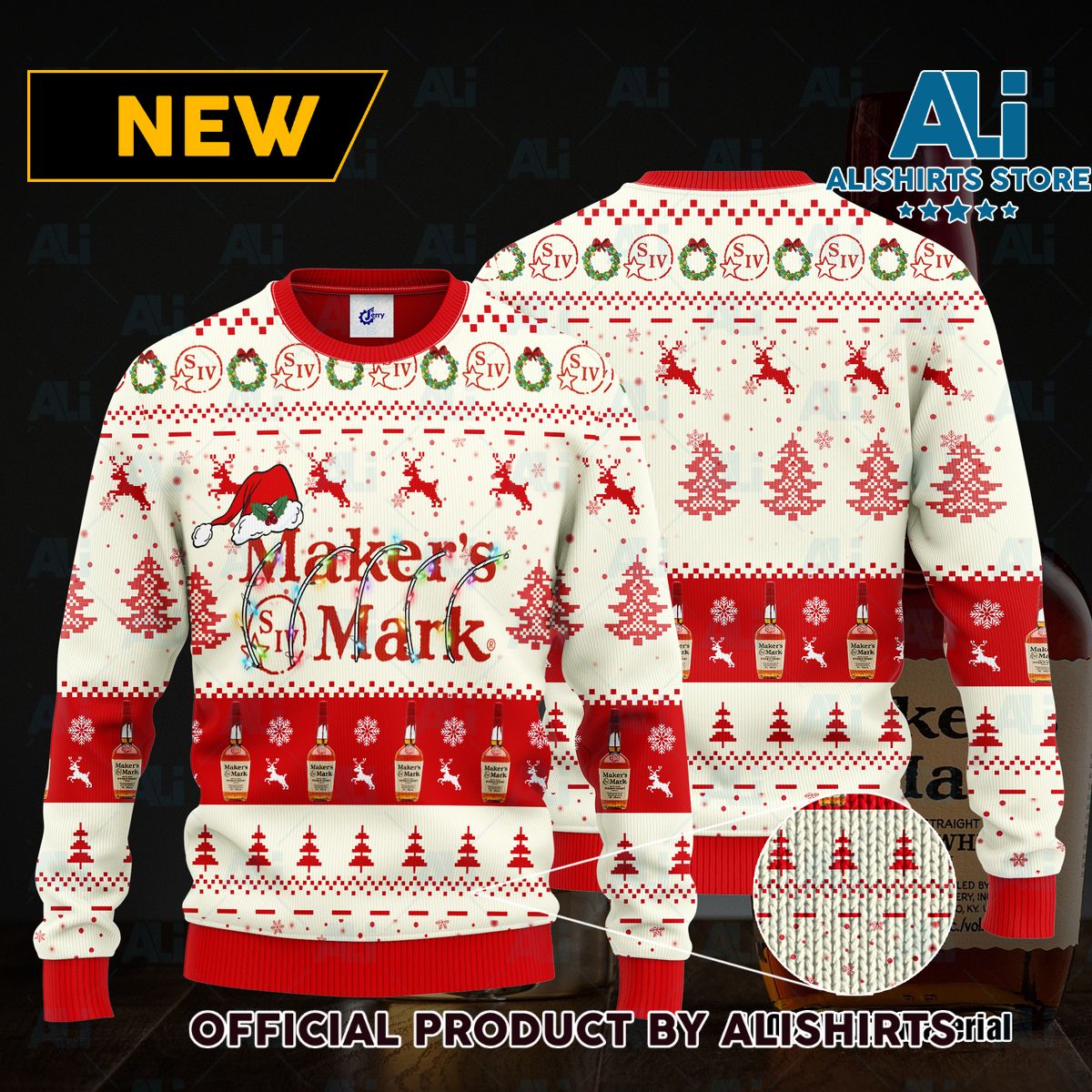 Maker’s Mark Santa Hat Christmas Ugly Christmas Sweater