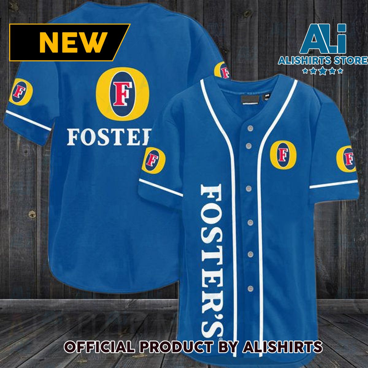 Blue Foster's Lager Baseball Jersey