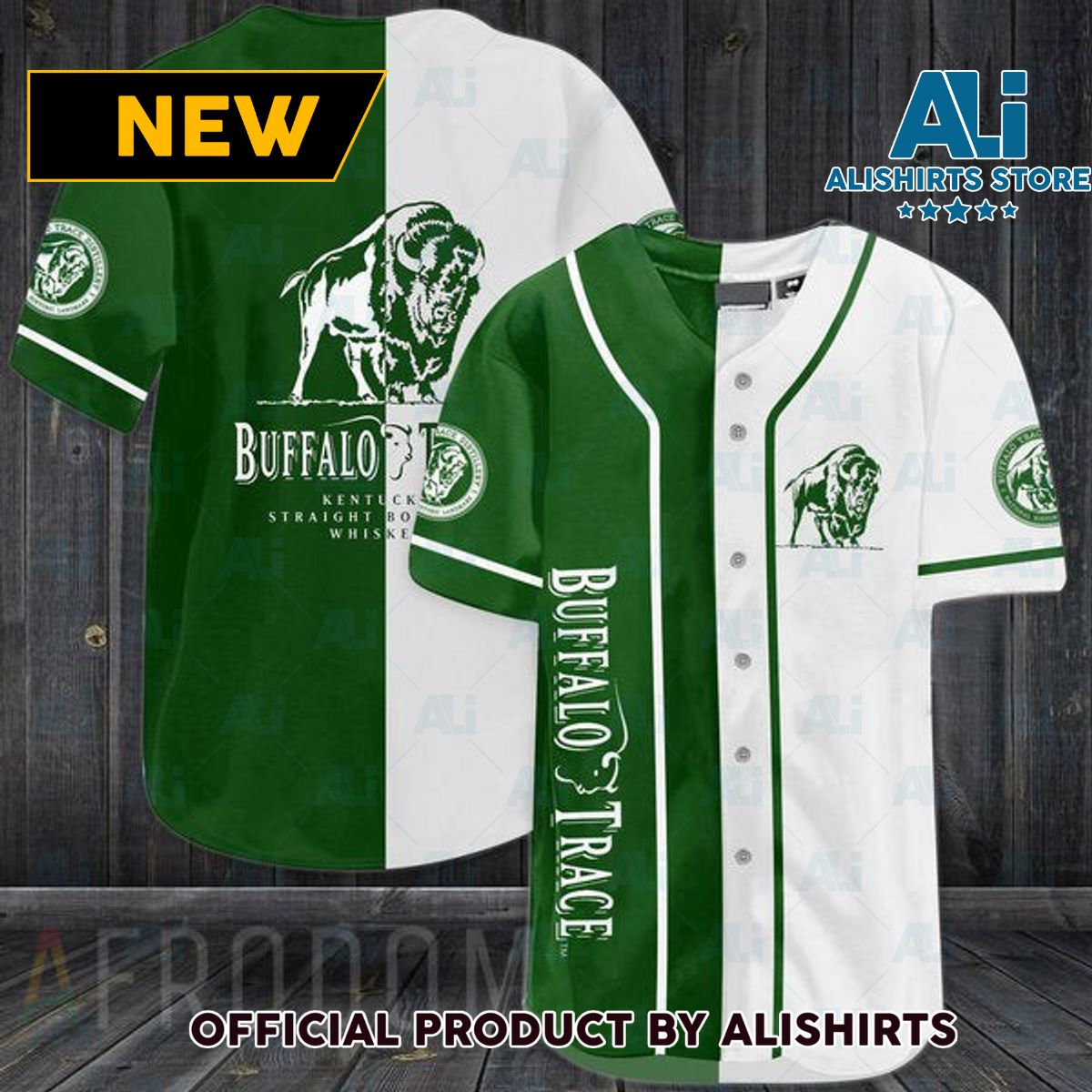 Green White Buffalo Trace Baseball Jersey