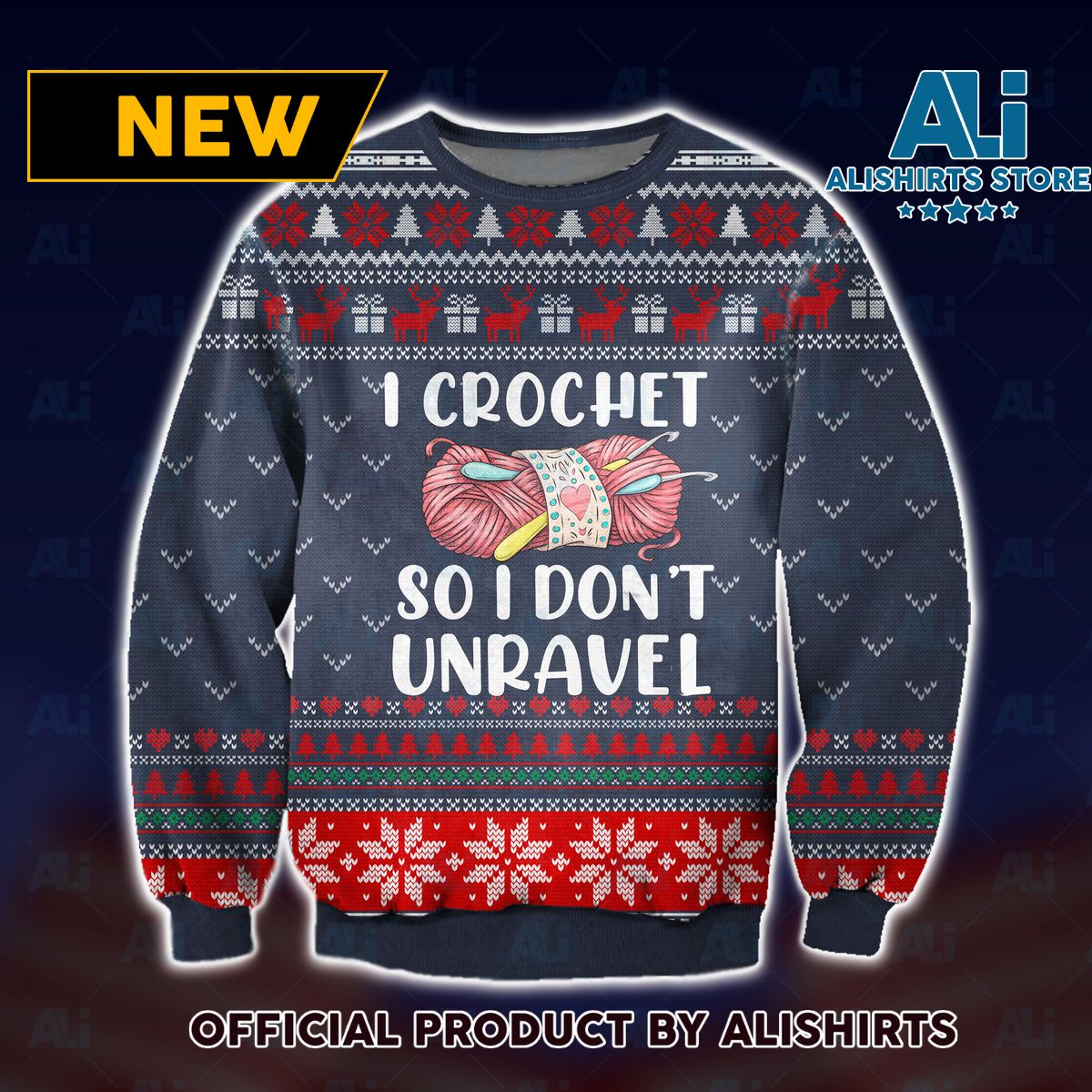 I Crochet So I Don’t Unravel Ugly Christmas Sweater