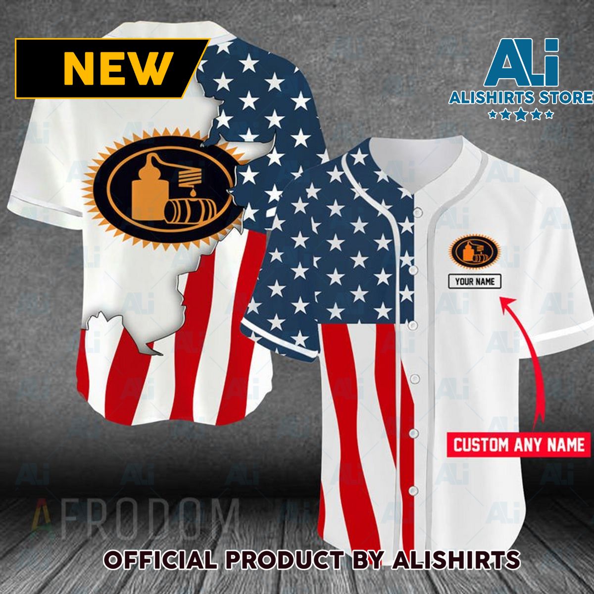 Personalized US Flag Tito's Baseball Jersey