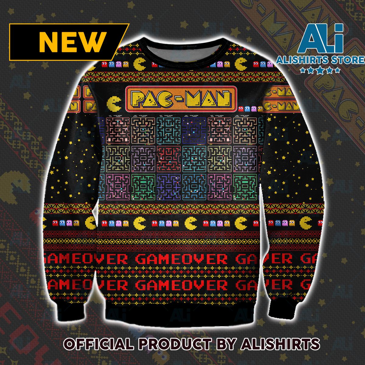 Pac Man Map Ugly Christmas Sweater