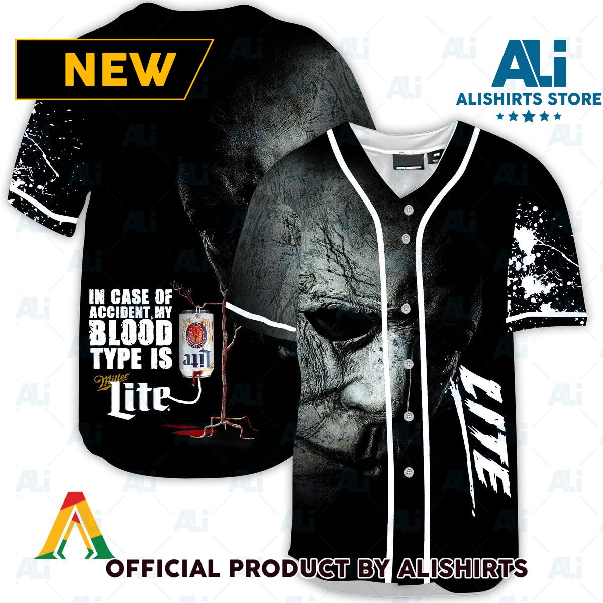 Halloween Horror Michael Myers Miller Lite Baseball Jersey