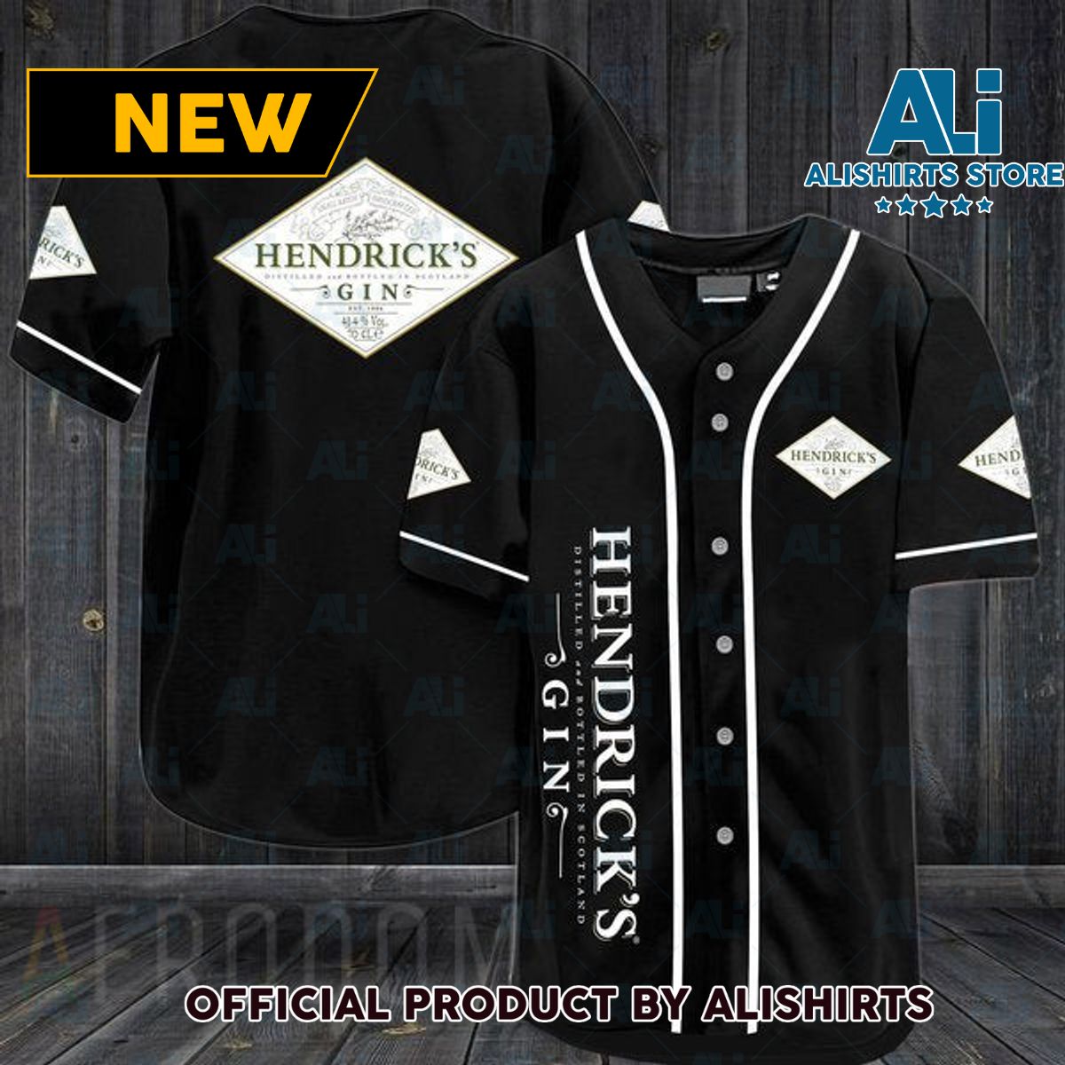 Black Hendrick's Gin Baseball Jersey