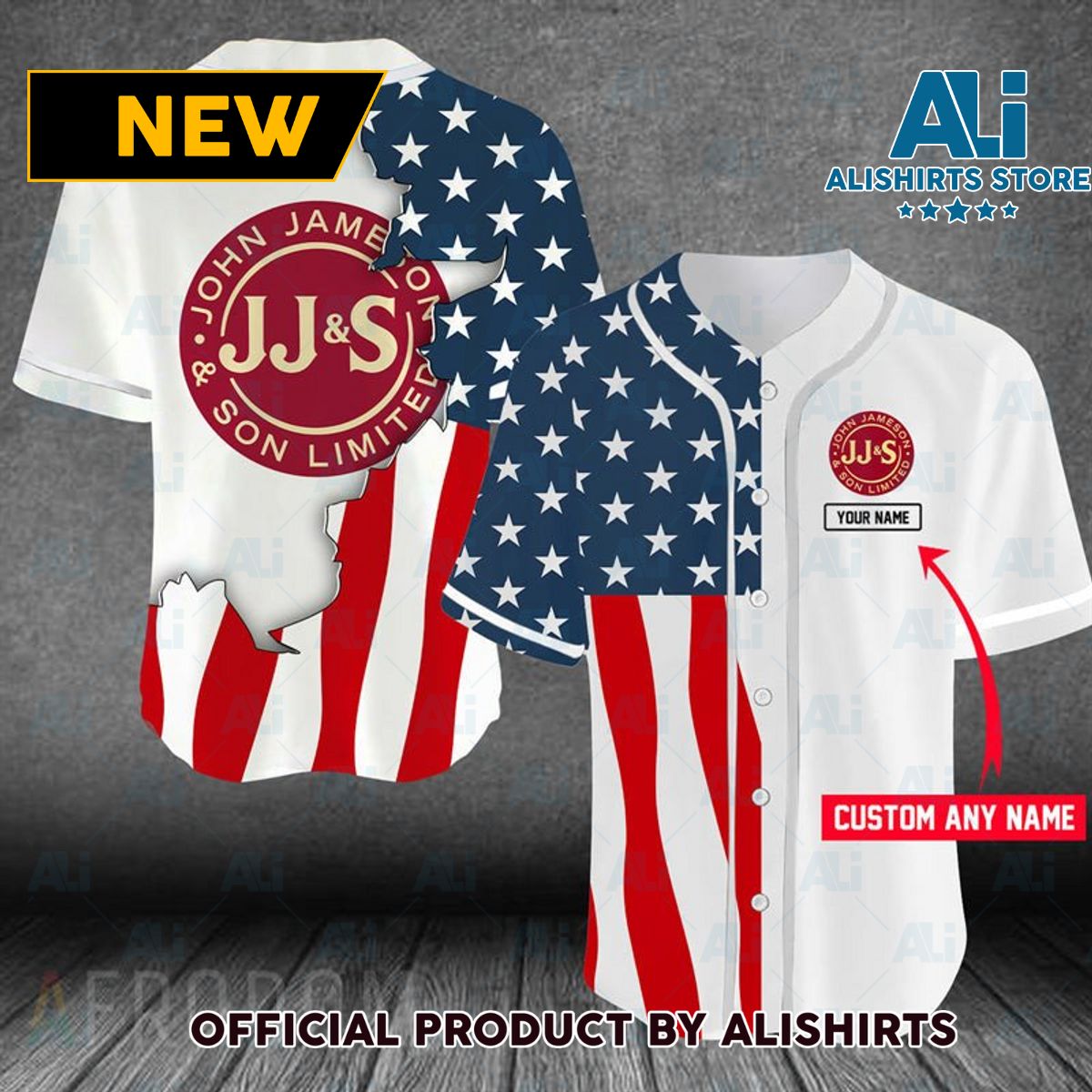 Personalized US Flag Jameson Baseball Jersey