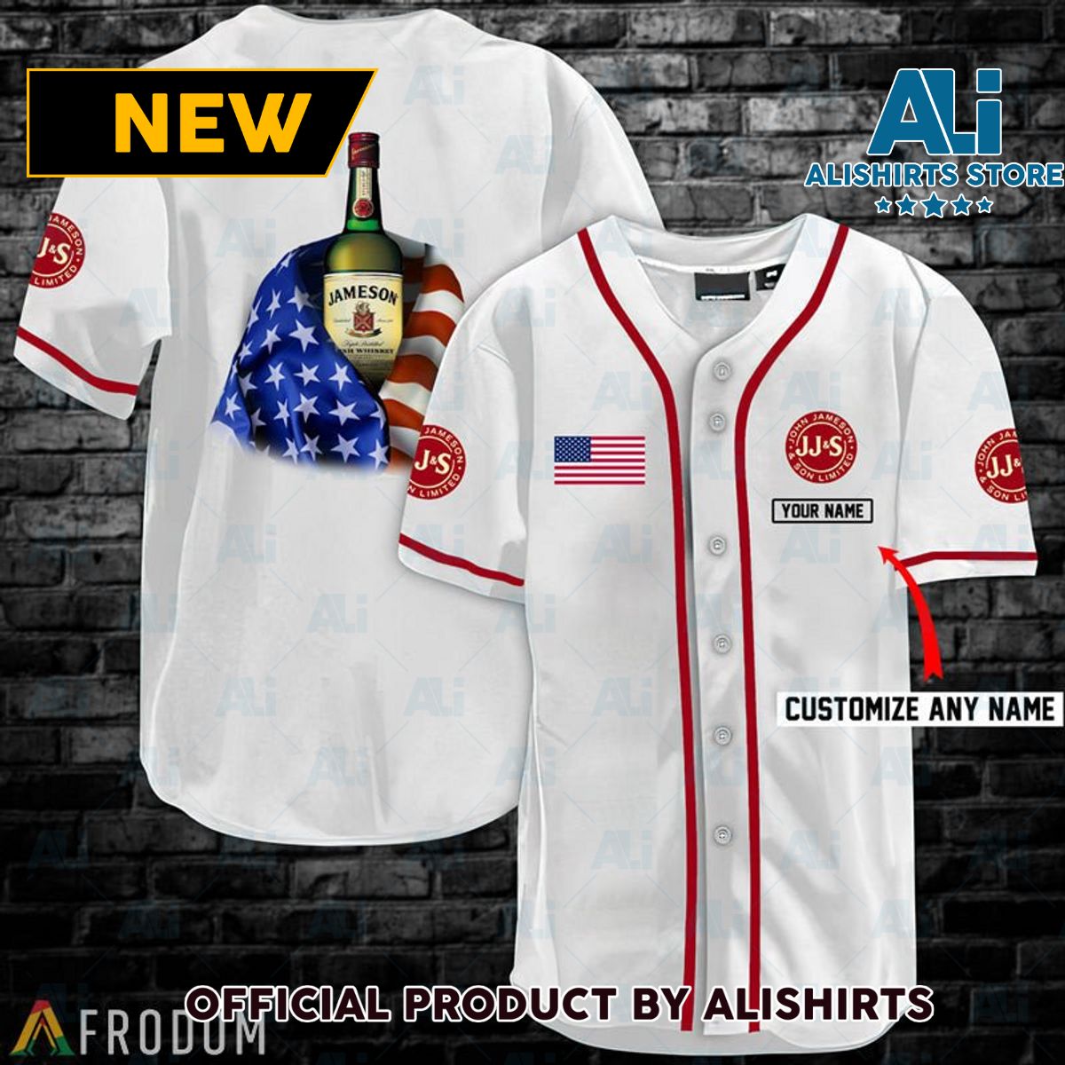 Personalized Vintage White USA Flag Jameson Jersey Shirt