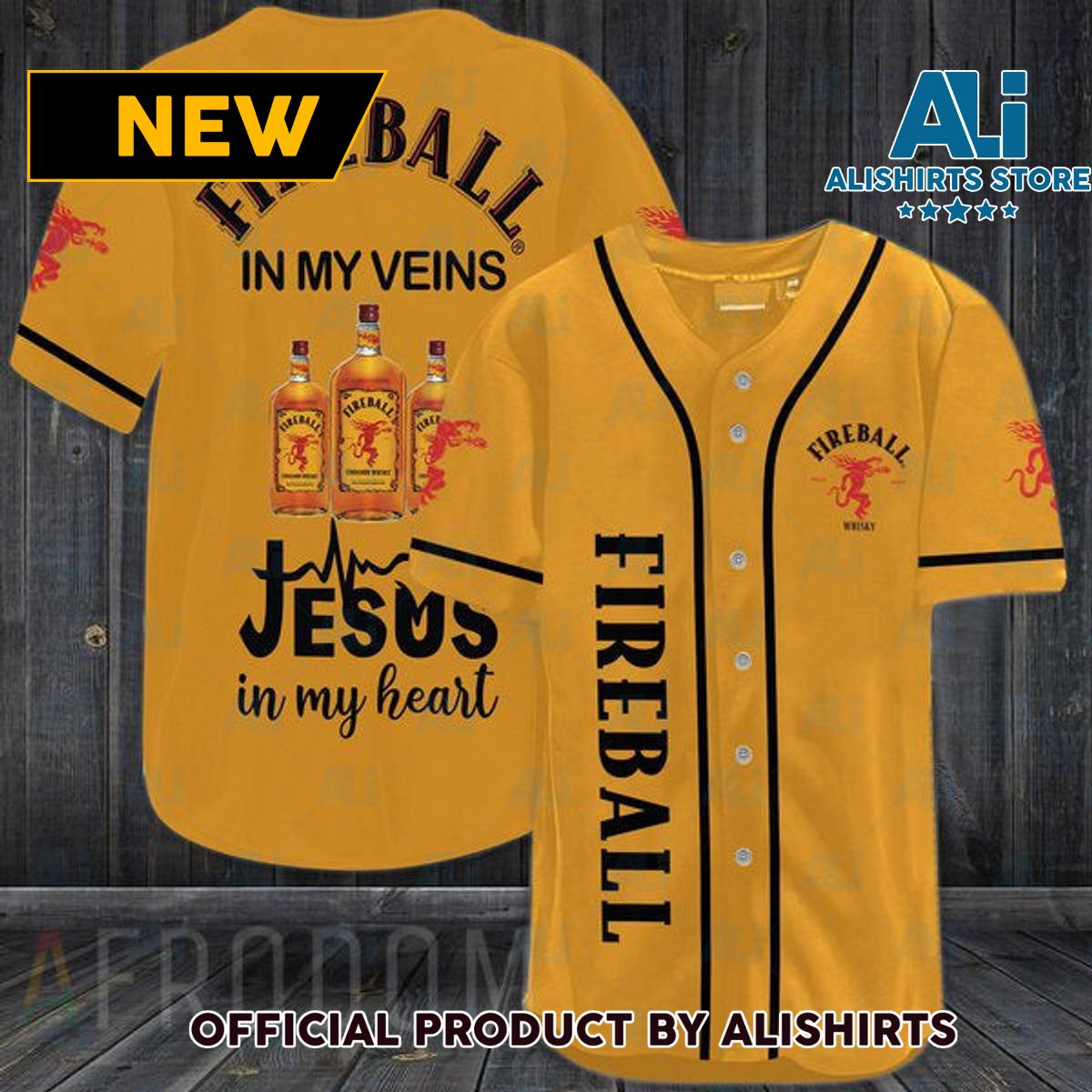 Fireball Whiskey In My Veins Baseball Jersey