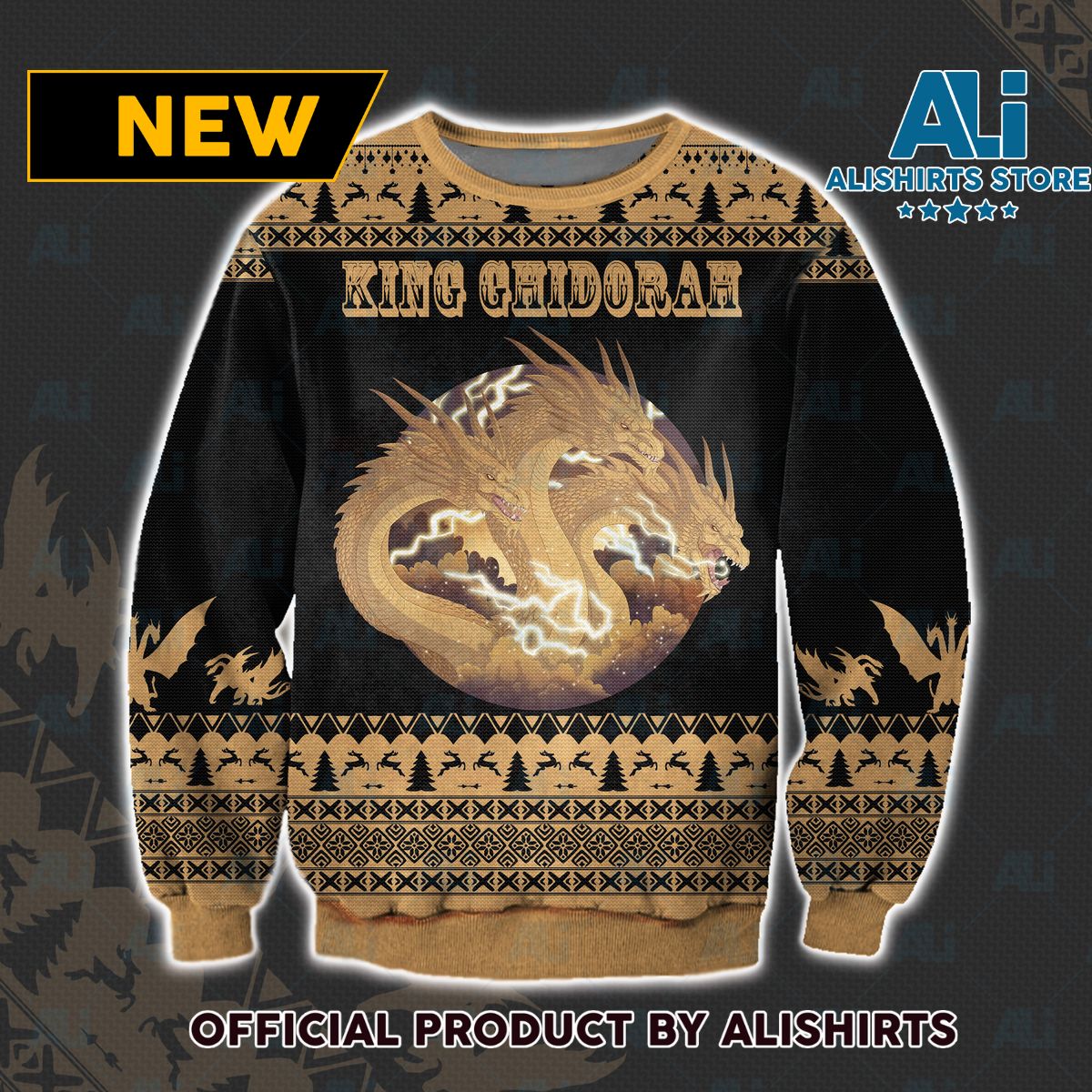 KING GHIDORAH Ugly Christmas Sweater