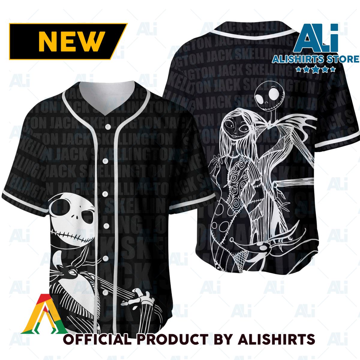 Couples Halloween Jack Skeleton And Sally Baseball Jersey