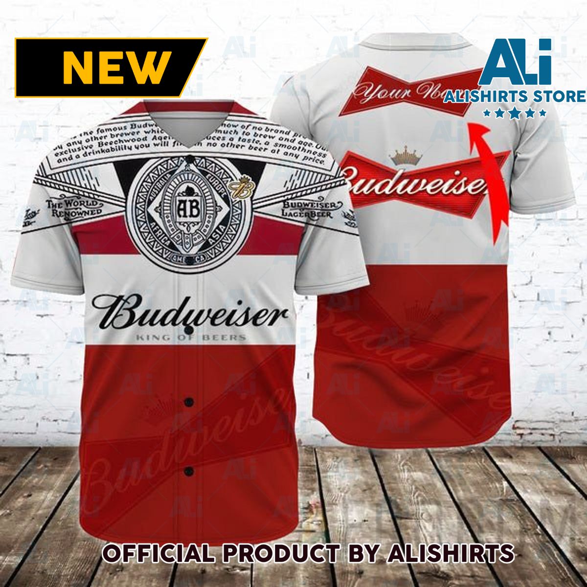 Personalized Retro Budweiser Beer Baseball Jersey