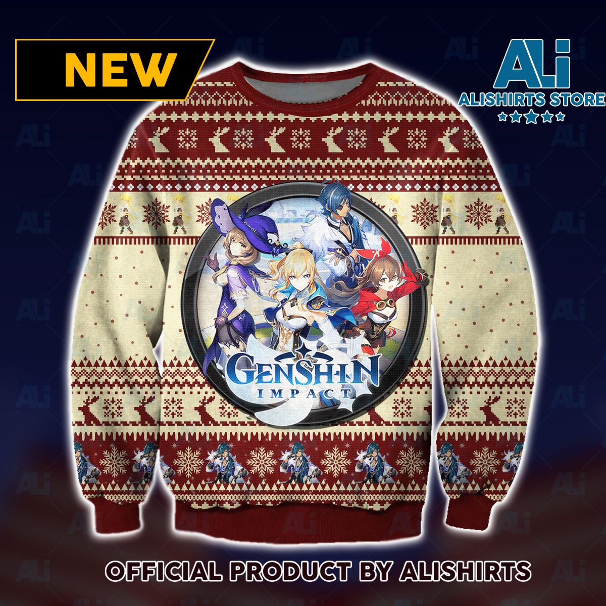 Genshin Impact NPC Team Ugly Christmas Sweater