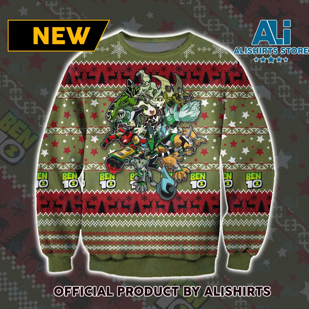 Ben 10 Aliens Assemble Ugly Christmas Sweater