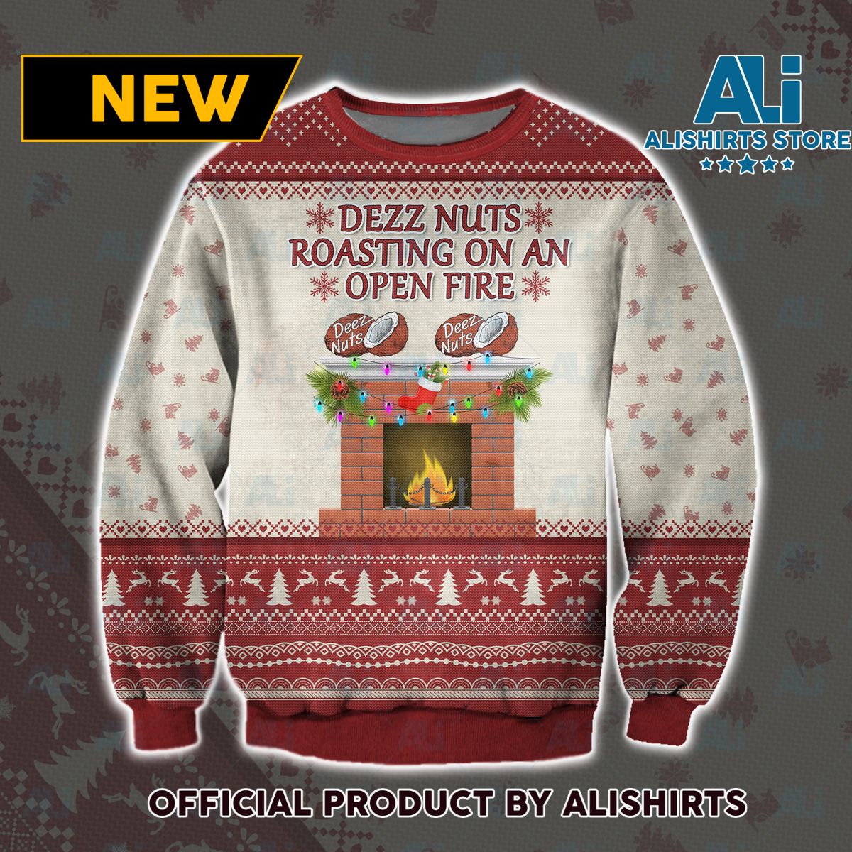 Deez Nuts Roasting On An Open Fire Ugly Christmas Sweater