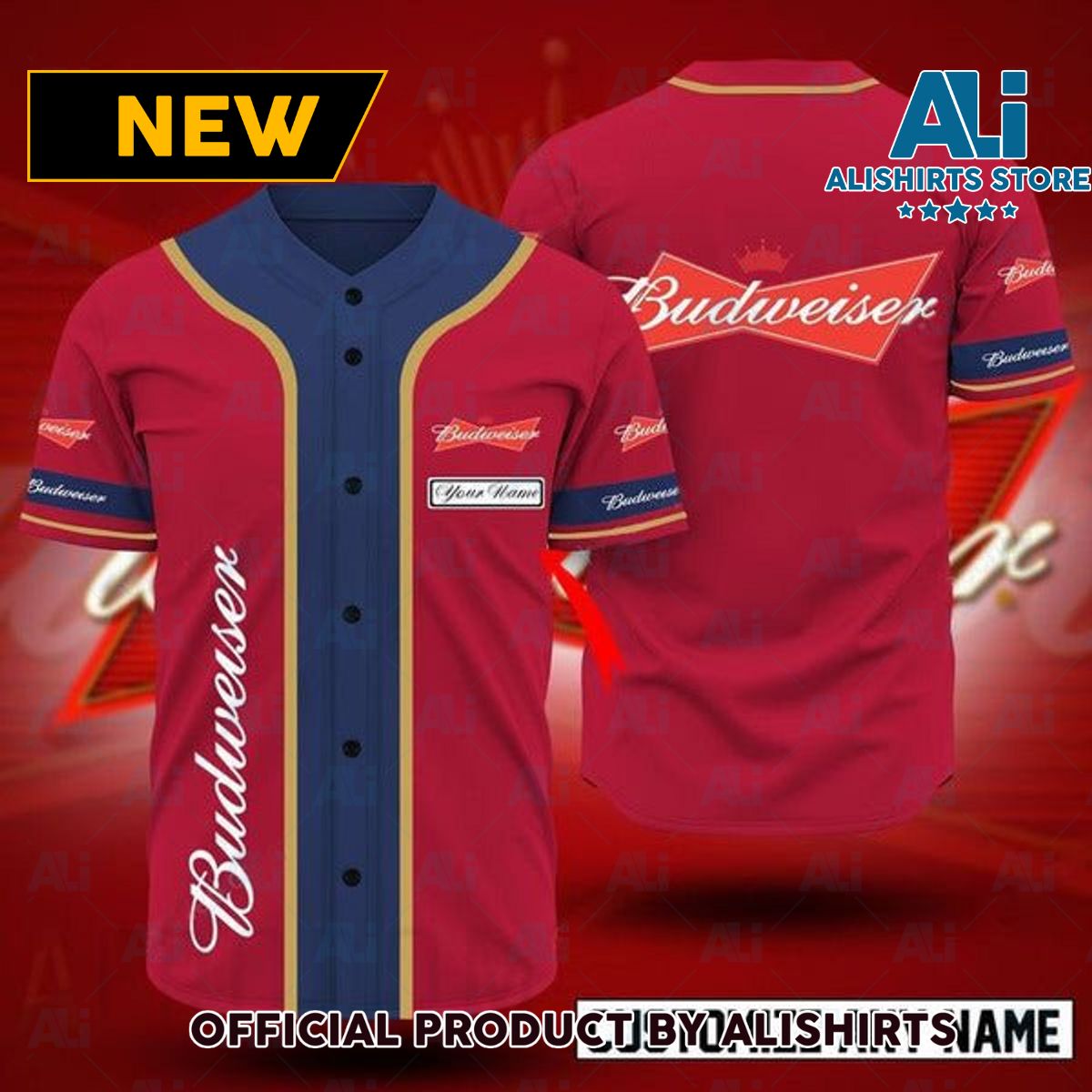 Personalized Basic Budweiser Baseball Jersey