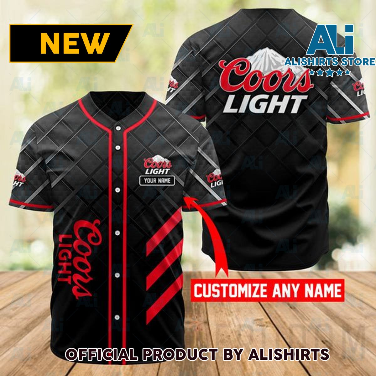 Personalized Black Coors Light Baseball Jersey