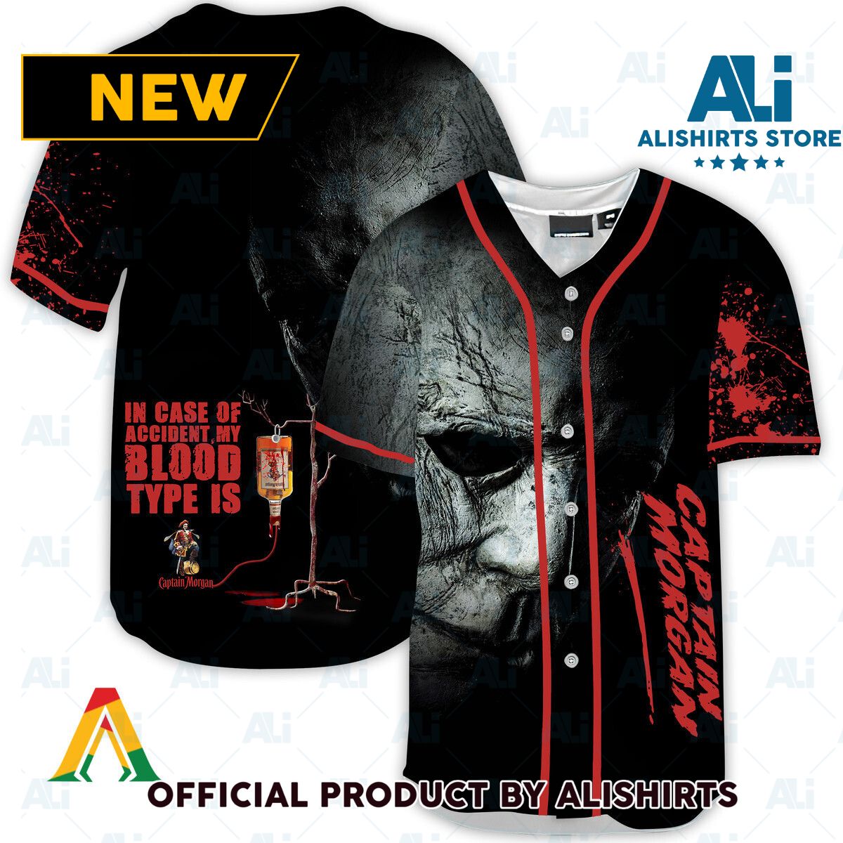 Halloween Horror Michael Myers Captain Morgan Baseball Jersey