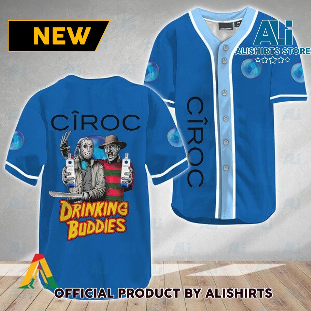 Horror Freddy Jason Drinking Buddies Ciroc Vodka Baseball Jersey