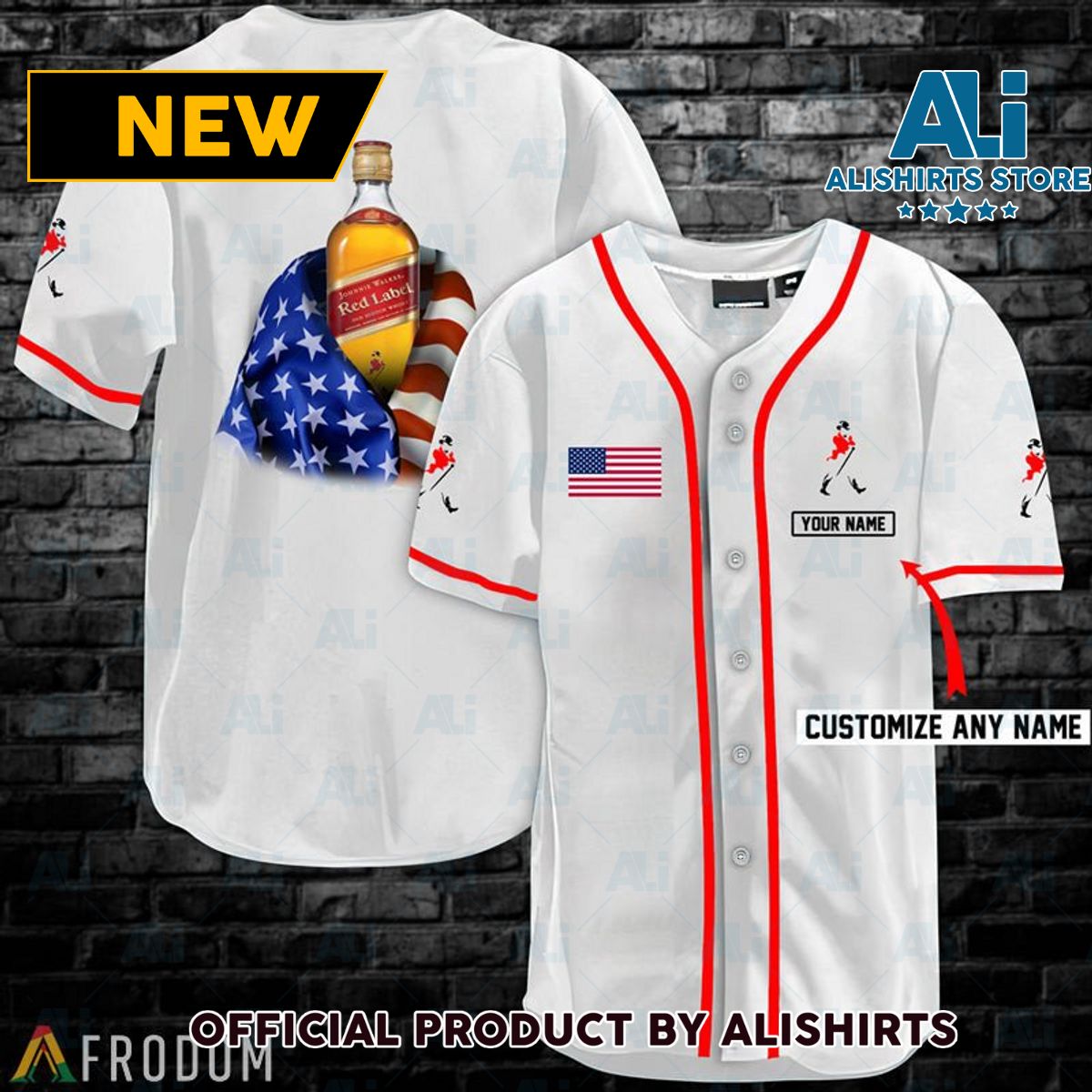 Personalized Vintage White USA Flag Johnnie Walker Jersey Shirt