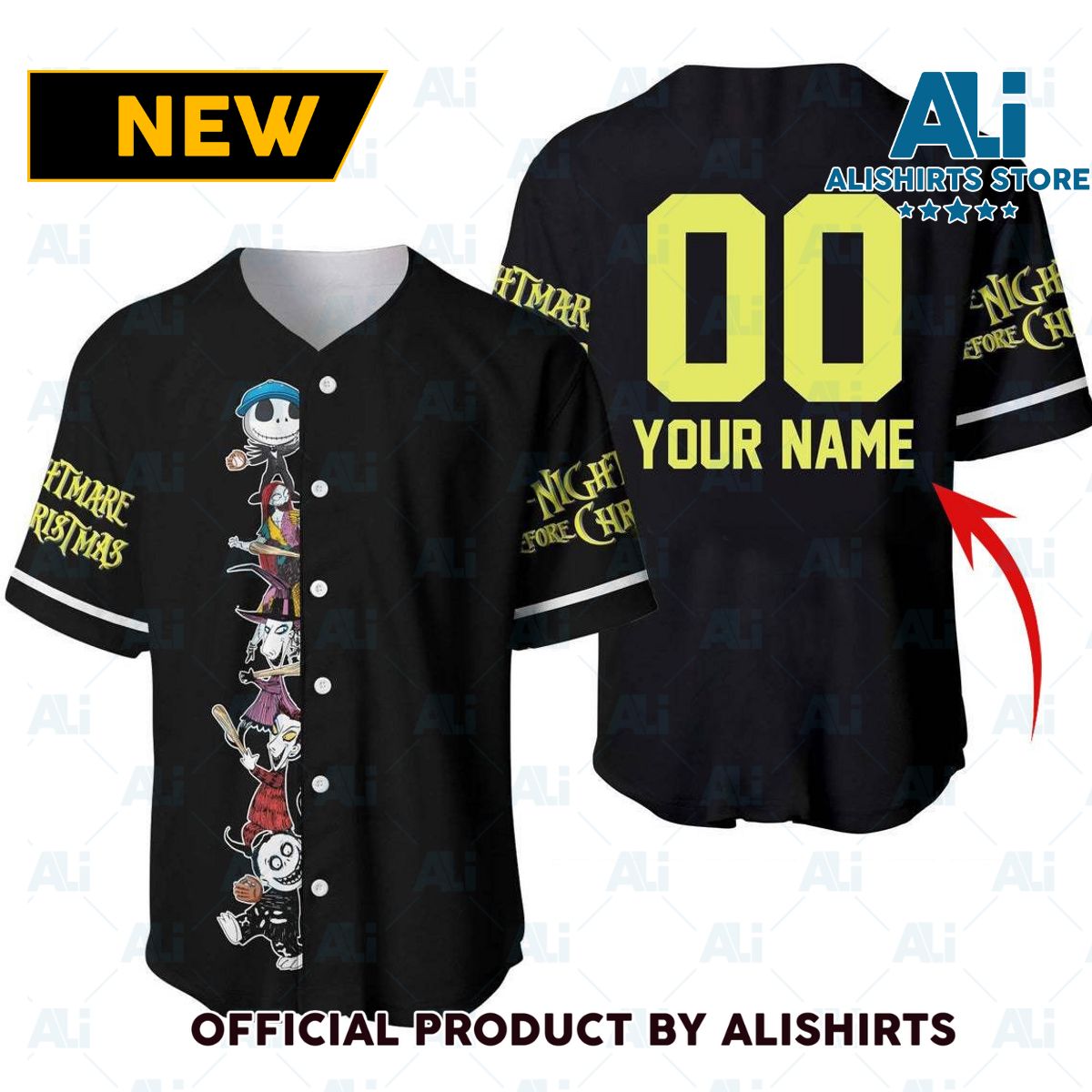 Personalized Squad Nightmare Before Christmas Baseball Jersey