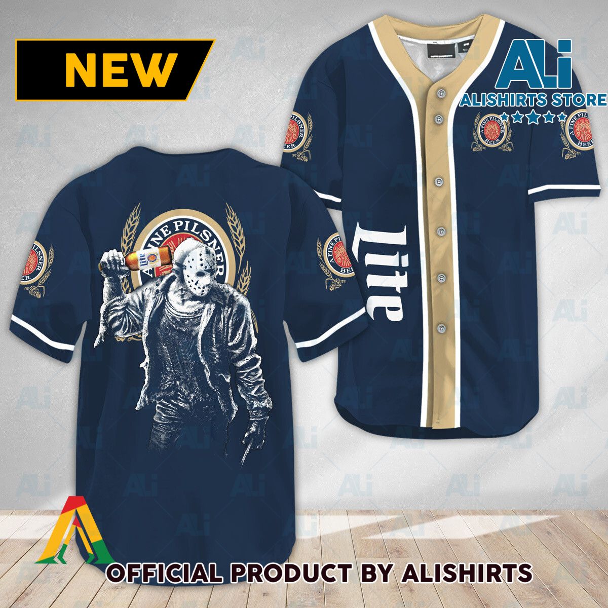 Horror Jason Voorhees Miller Lite Baseball Jersey