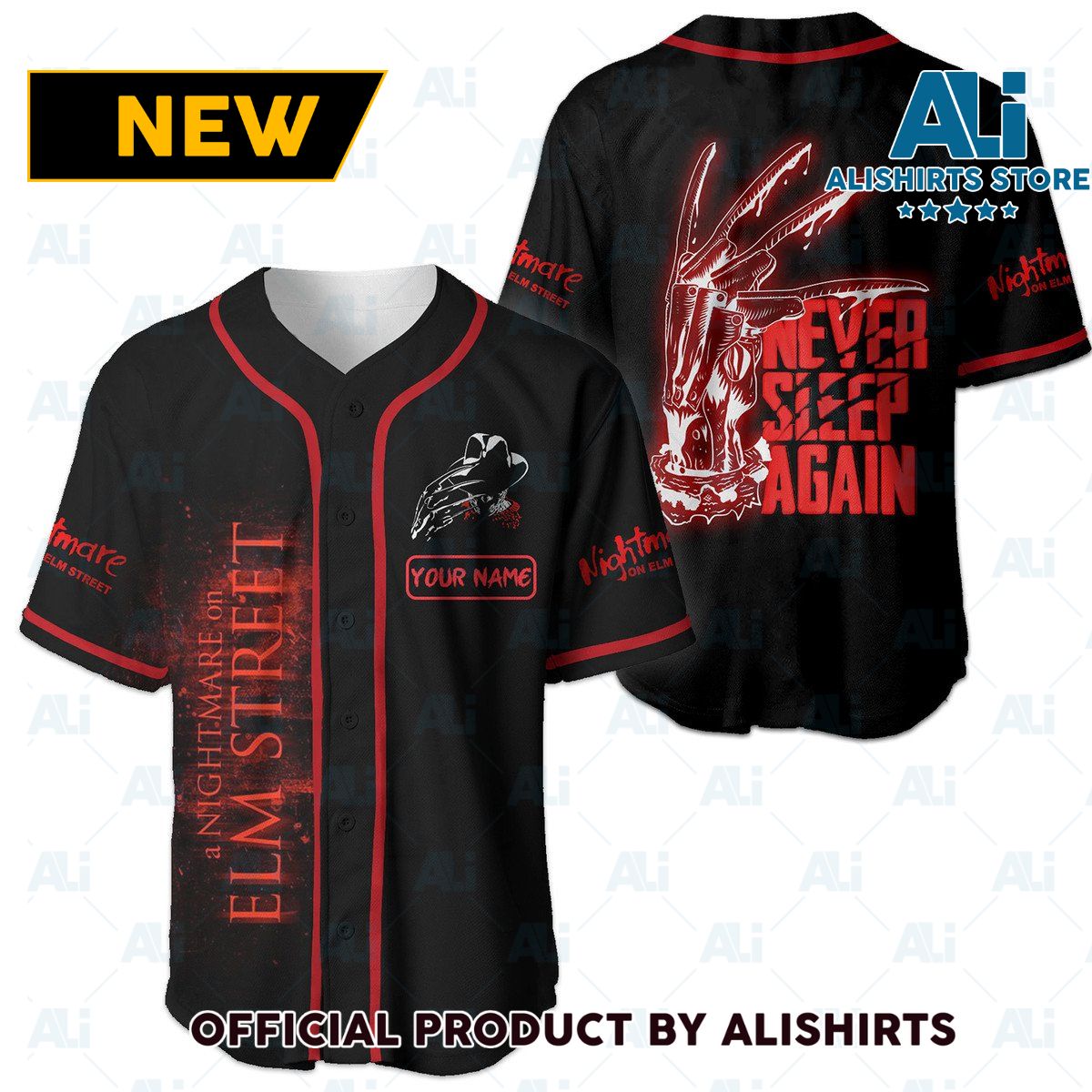 Peronalized Never Sleep Again Nightmare Elm Street Baseball Jersey