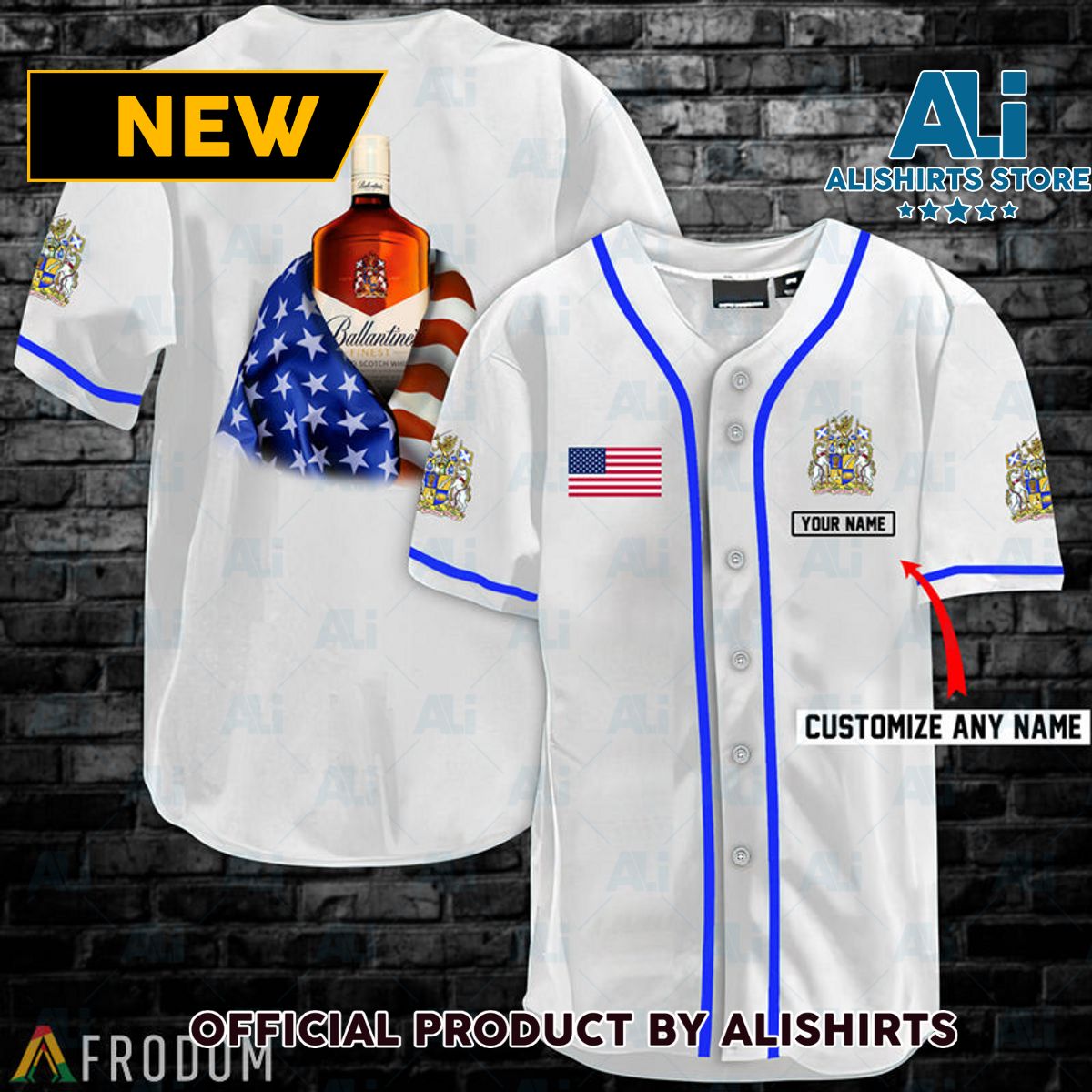 Personalized Vintage White USA Flag Ballantine Jersey Shirt