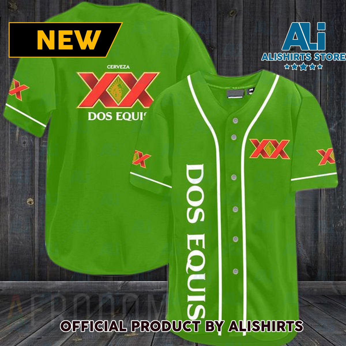 Green Dos Equis Baseball Jersey