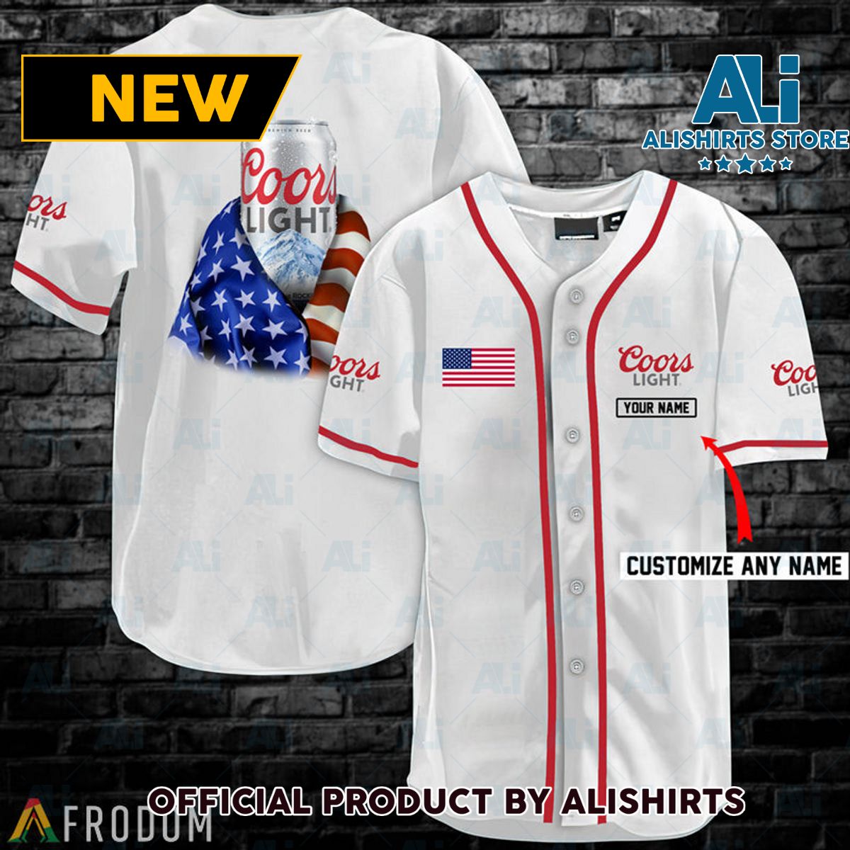 Personalized Vintage White USA Flag Coors Light Jersey Shirt