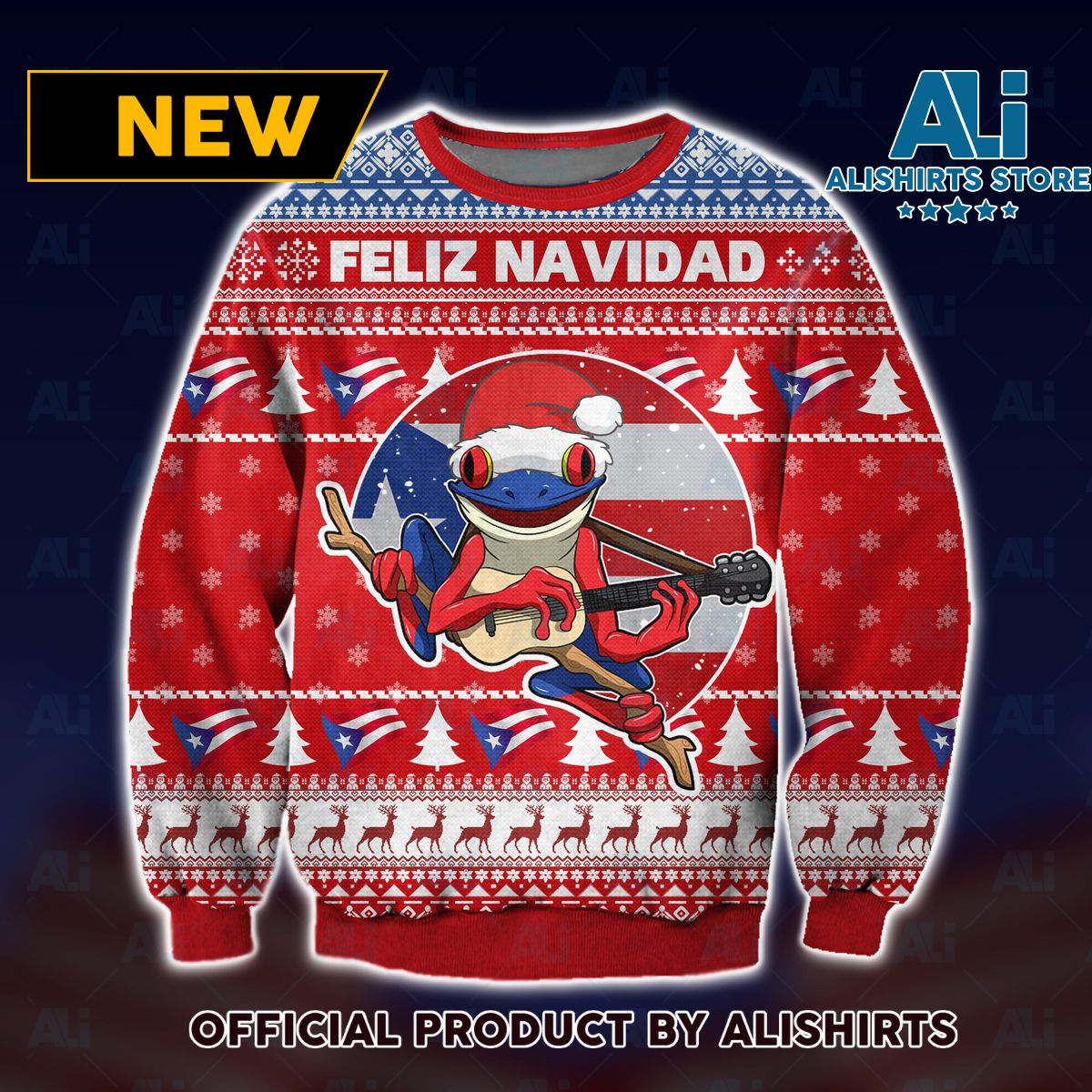 Feliz Navidad Frog Dance Ugly Christmas Sweater