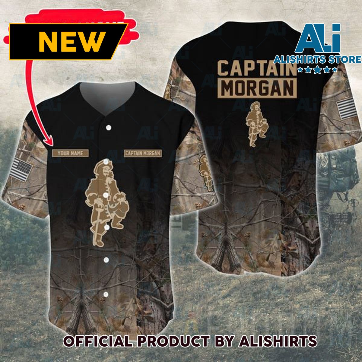 Personalized Deer Hunting Captain Morgan Baseball Jersey