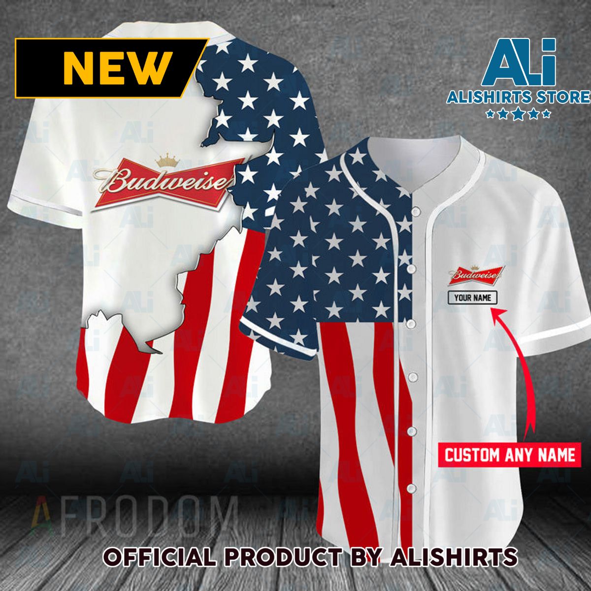 Personalized US Flag Budweiser Baseball Jersey