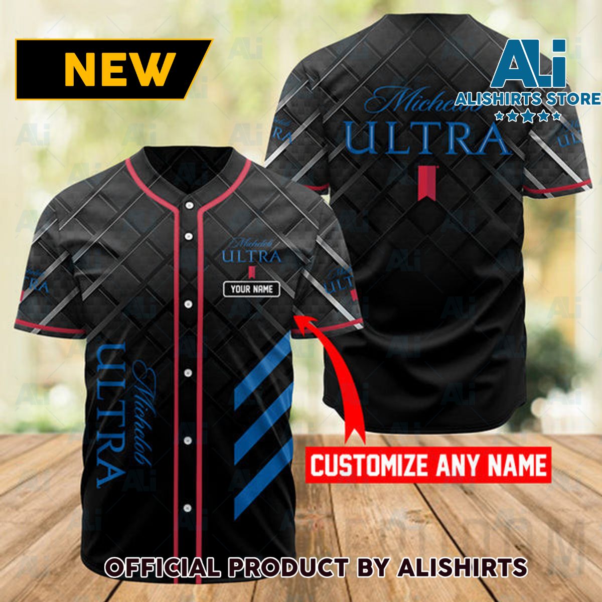 Personalized Black Michelob ULTRA Baseball Jersey