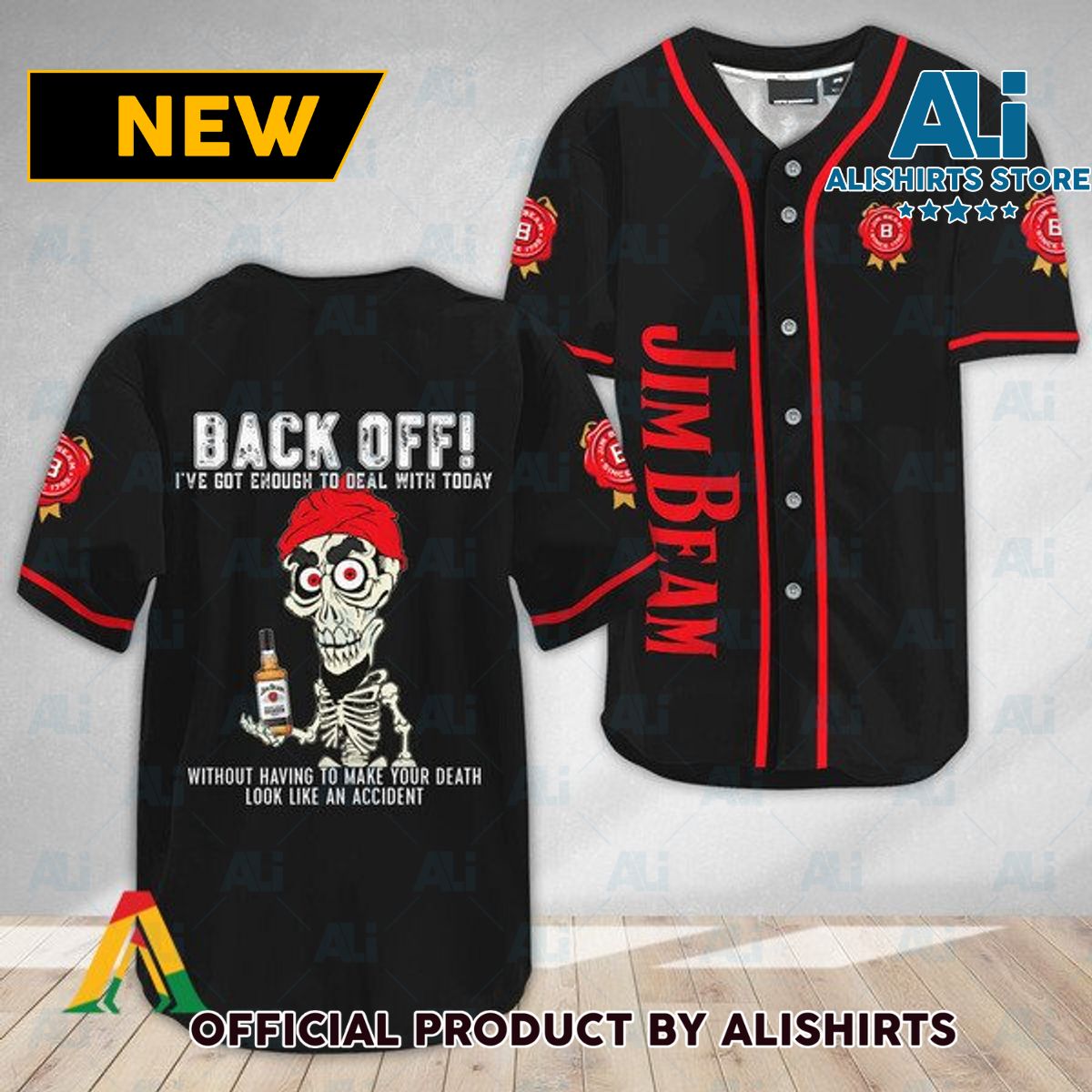 Achmed Back Off With Jim Beam Baseball Jersey