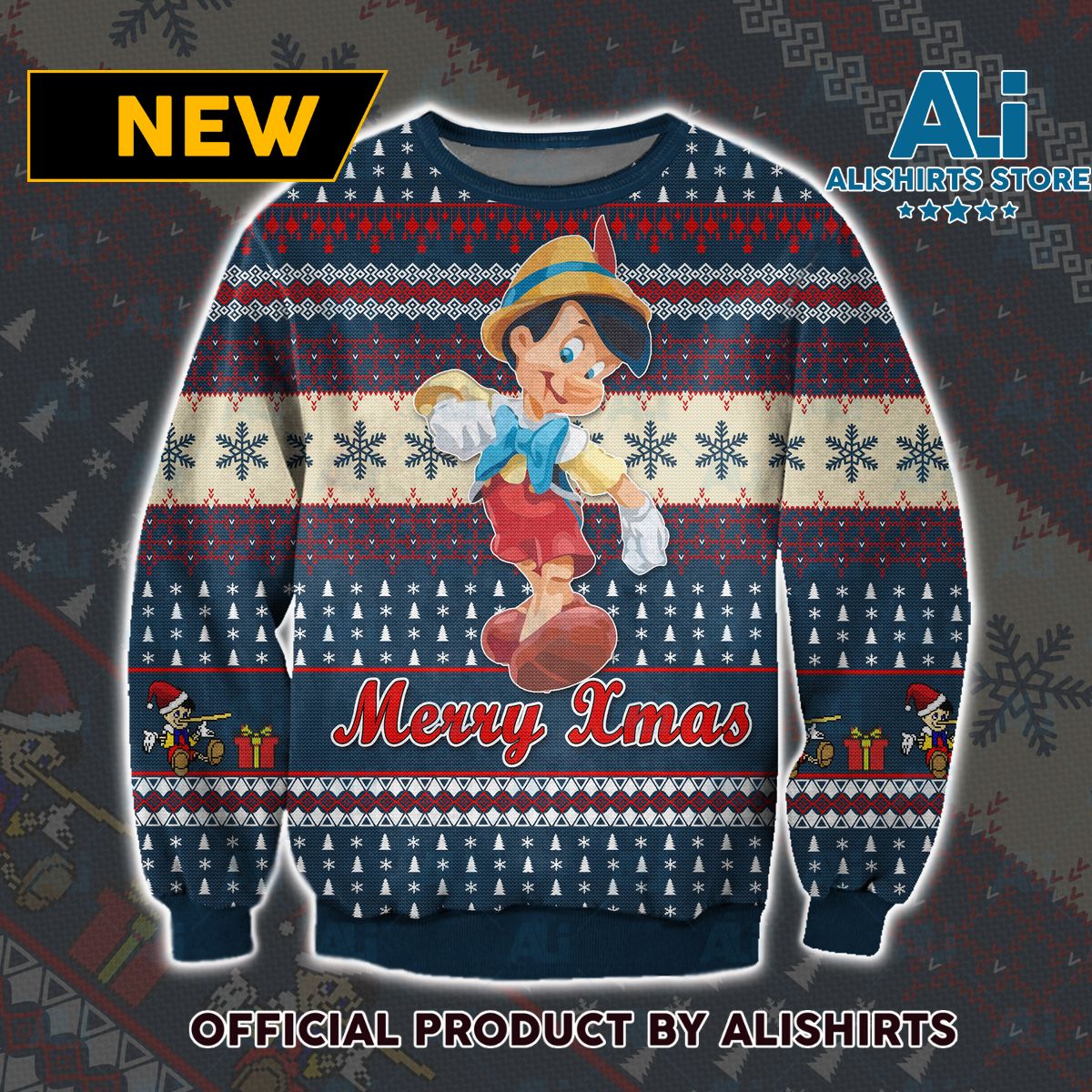 Pinocchio Disney Ugly Christmas Sweater