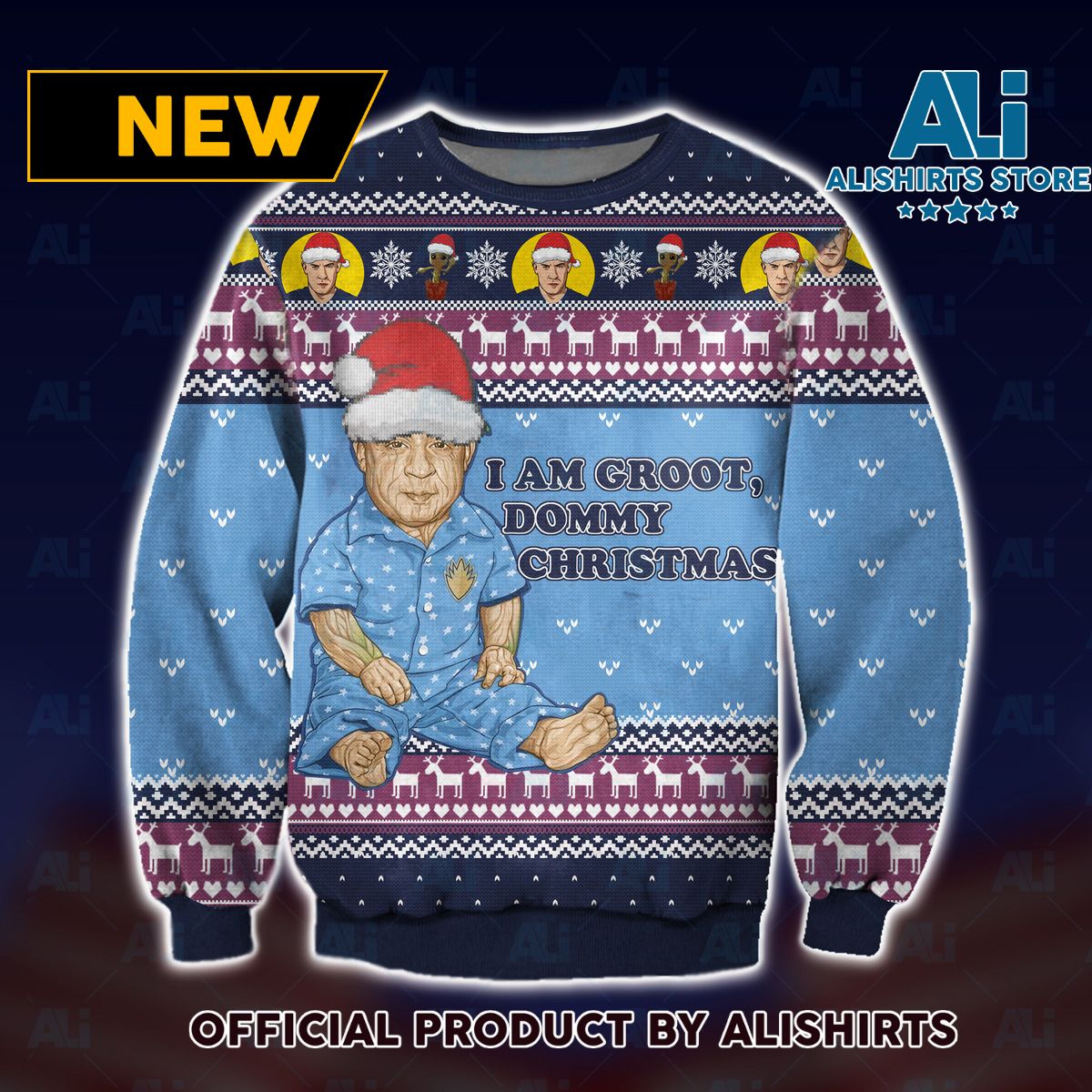 Groot x Vin Diesel Dommy Xmas Ugly Christmas Sweater