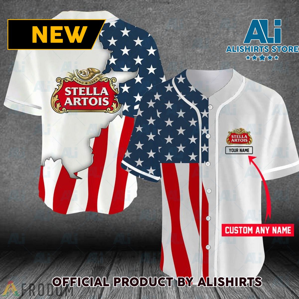 Personalized US Flag Stella Artois Baseball Jersey