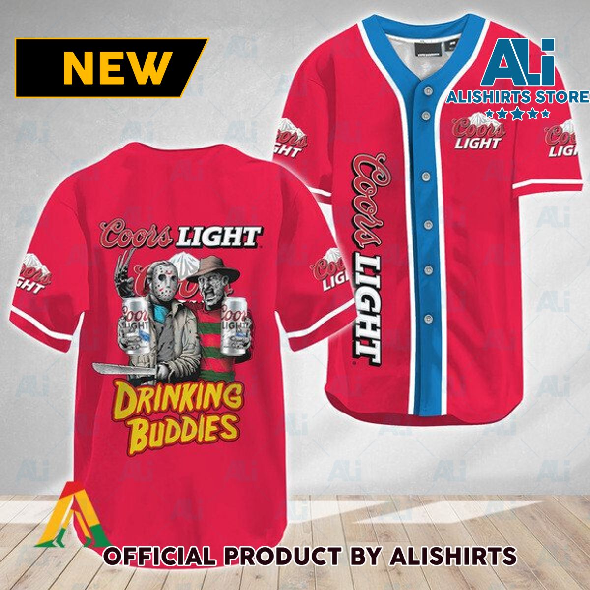 Horror Freddy Jason Drinking Buddies Coors Light Baseball Jersey