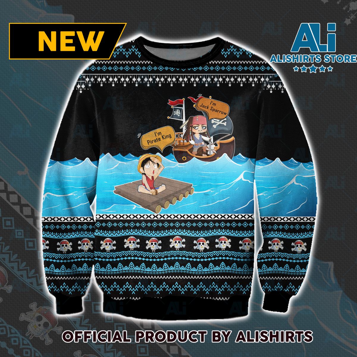 Monkey.D. Luffy Meets Jack Sparrow Ugly Christmas Sweater