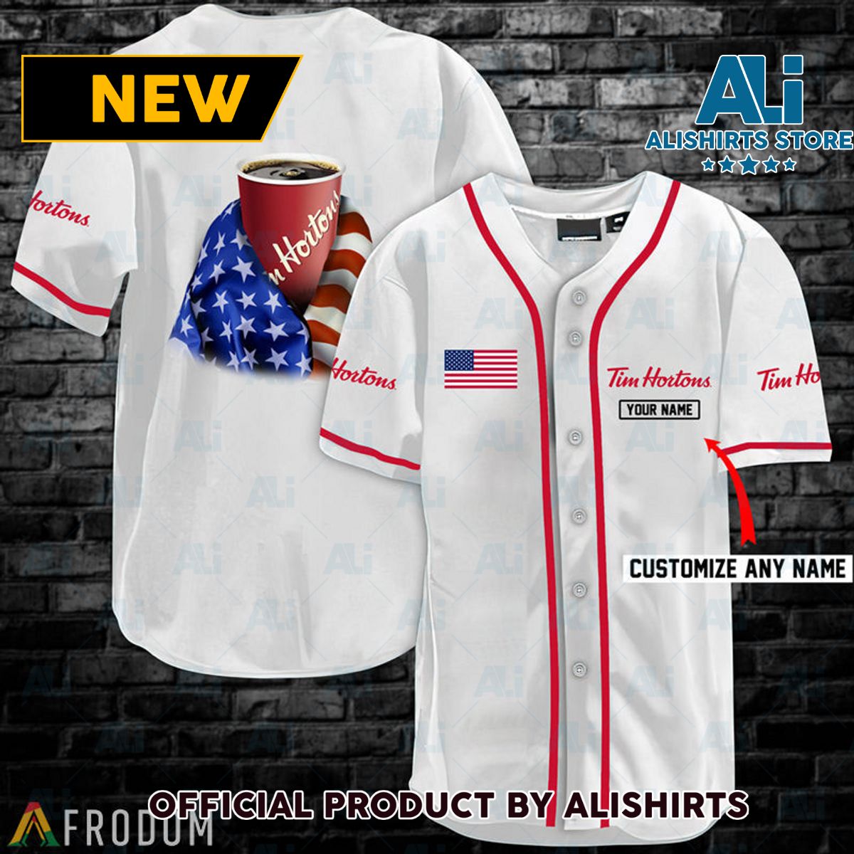 Personalized Vintage White USA Flag Tim Hortons Jersey Shirt