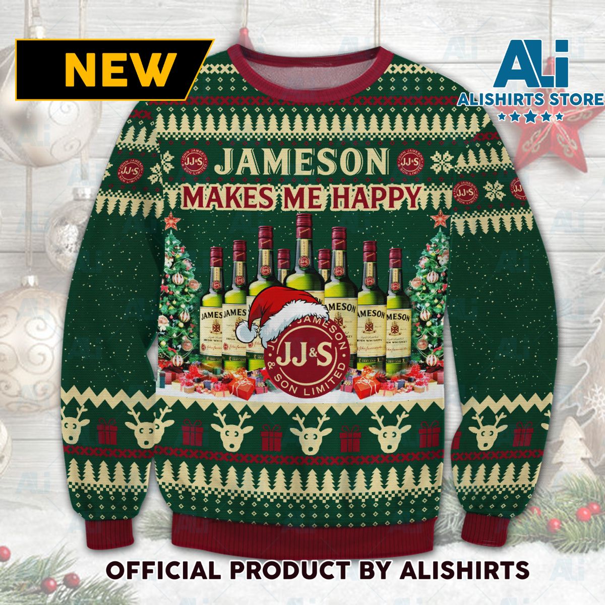 Jameson Makes Me Happy Ugly Christmas Sweater