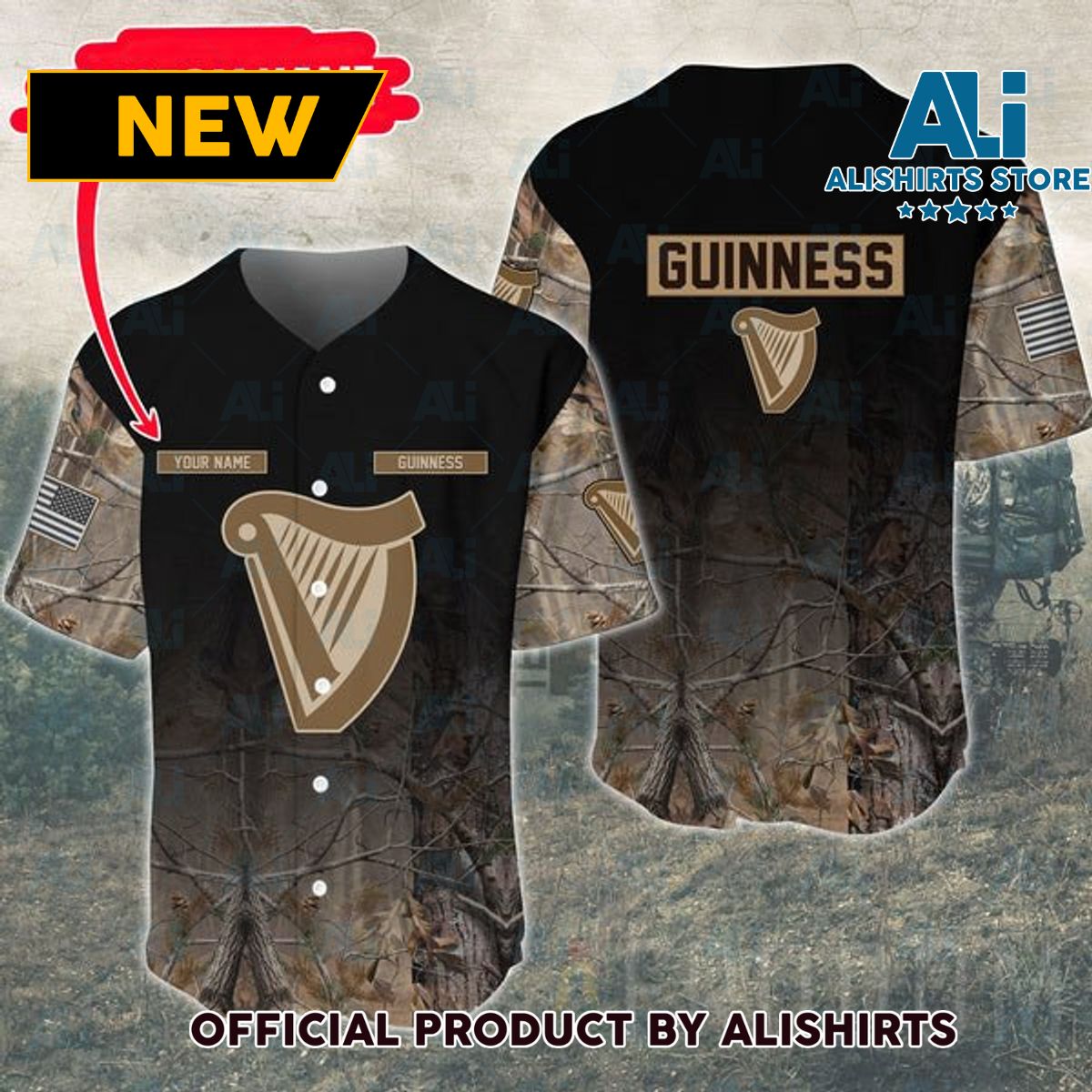 Personalized Deer Hunting Guinness Baseball Jersey