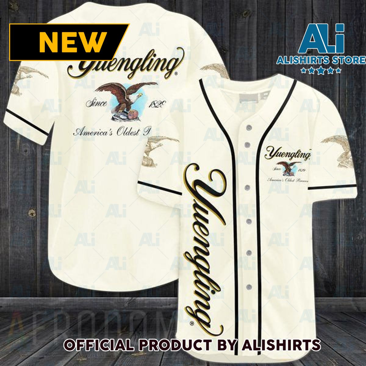 Beige Yuengling Beer Baseball Jersey