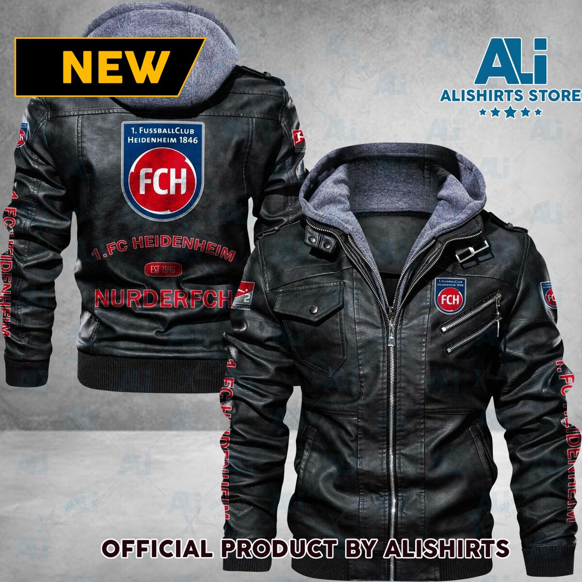 Bundesliga FC Heidenheim Logo Leather Jacket