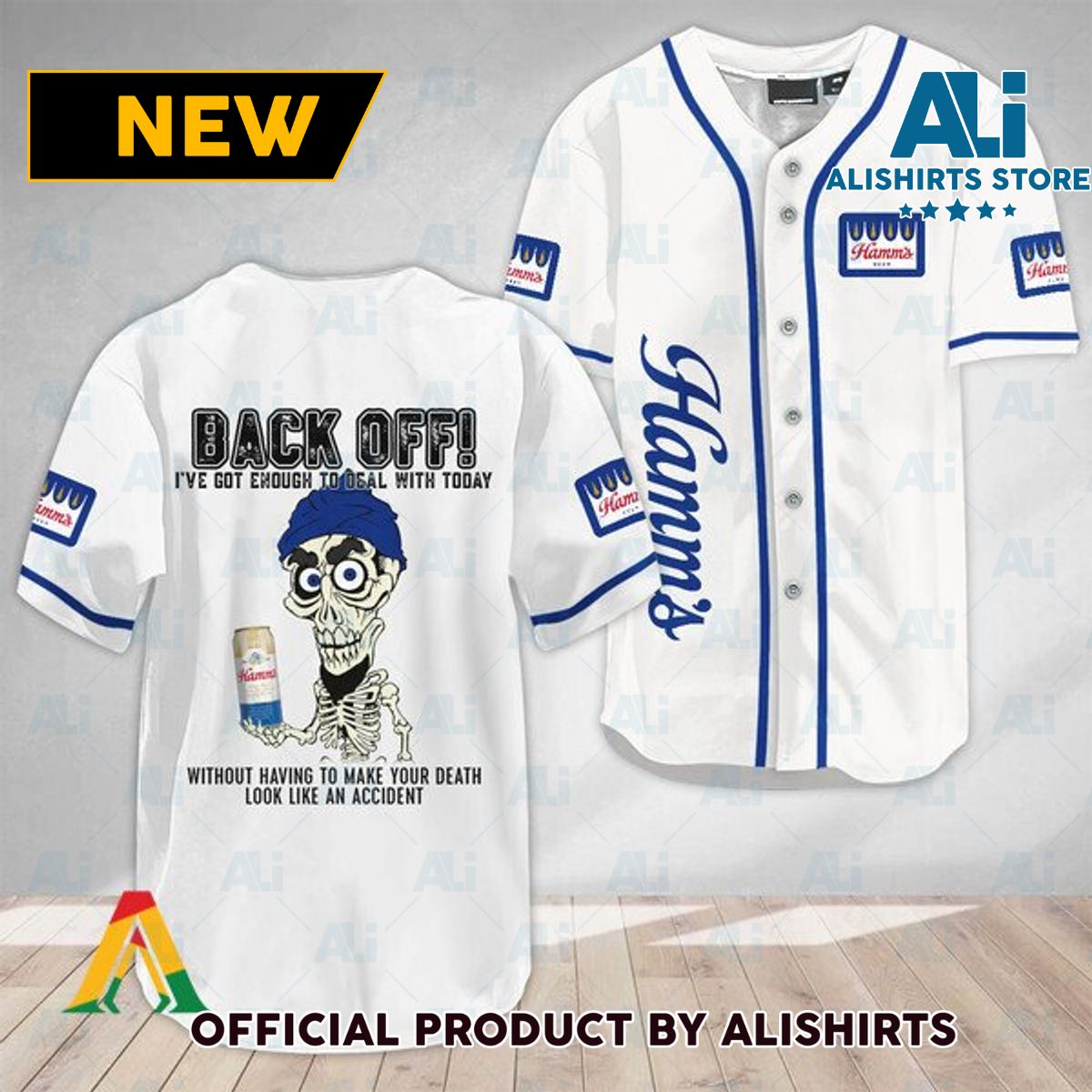 Achmed Back Off With Hamm's Beer Baseball Jersey