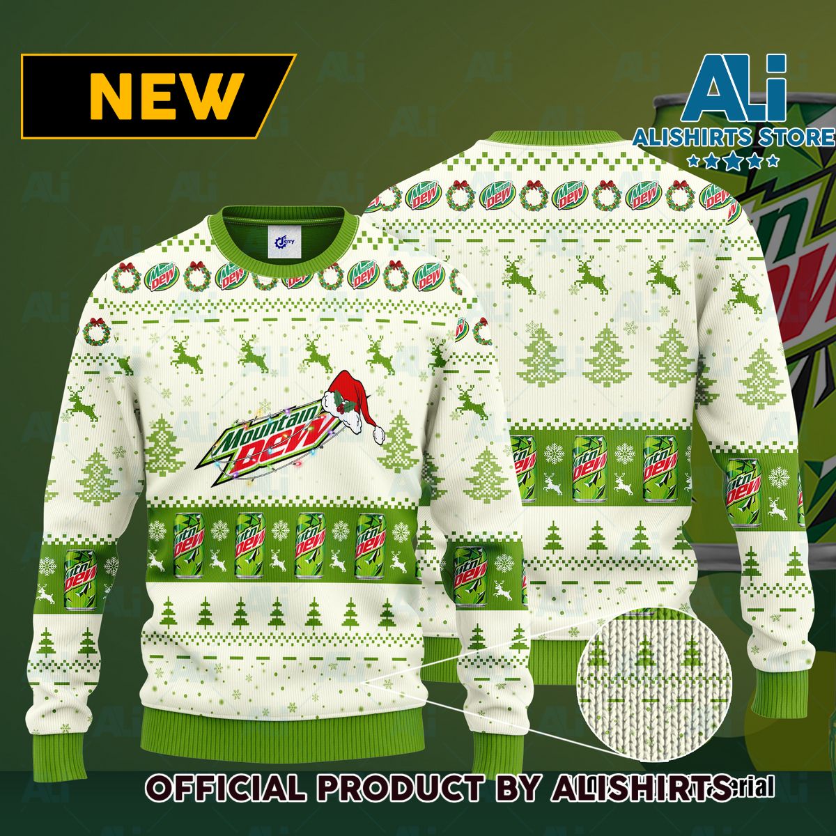 Mountain Dew Santa Hat Christmas Ugly Christmas Sweater