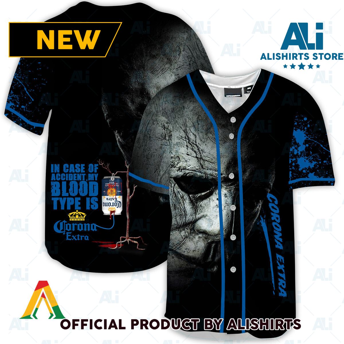 Halloween Horror Michael Myers Corona Extra Baseball Jersey