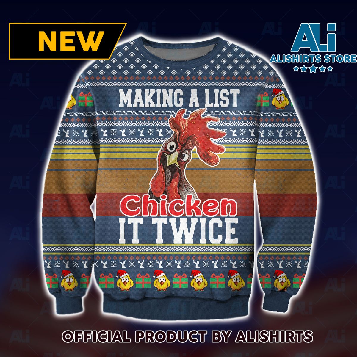 Making A List Chicken It Twice Ugly Christmas Sweater