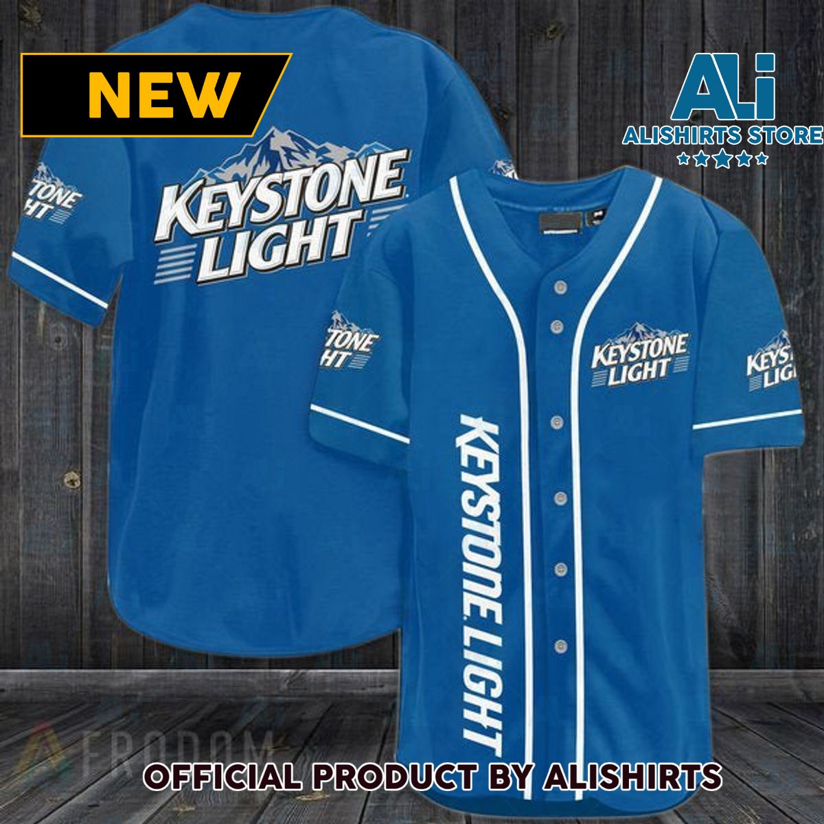 Blue Keystone Light Baseball Jersey